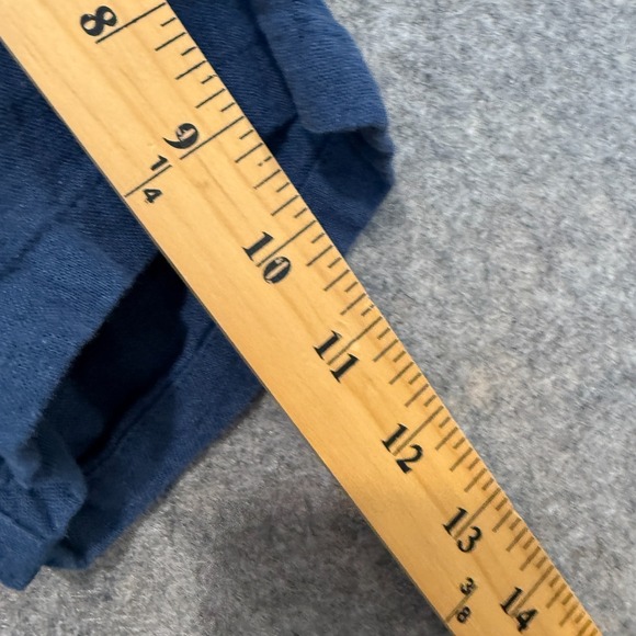 Abercrombie & Fitch Summer Linen Blend Shirt Mens Medium Fish Embroidered Navy - Picture 10 of 14